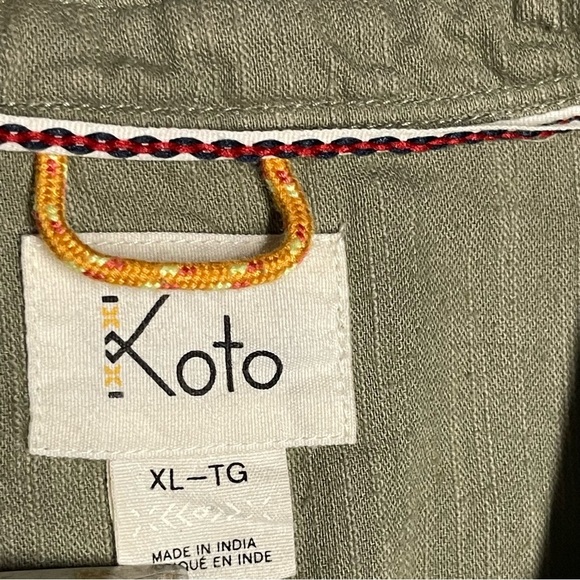 Koto Men’s Lightweight Cotton Green Button Down Shirt Sz XL Travel Hiking Trail - Picture 5 of 8